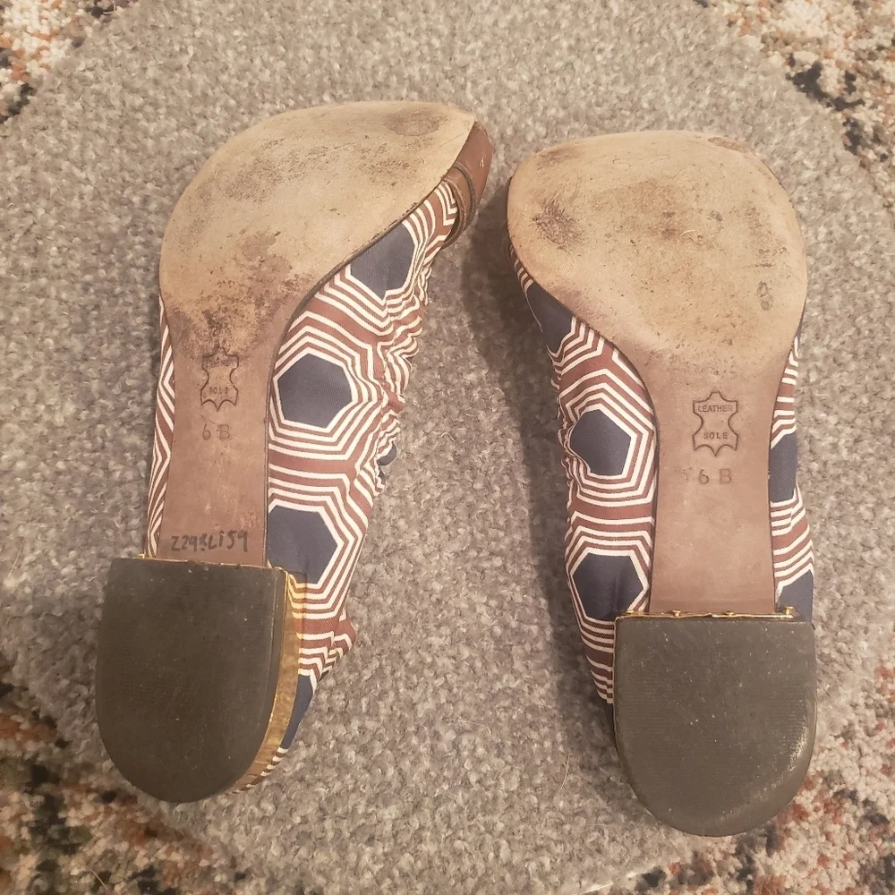 Tory Burch leather fabric flats